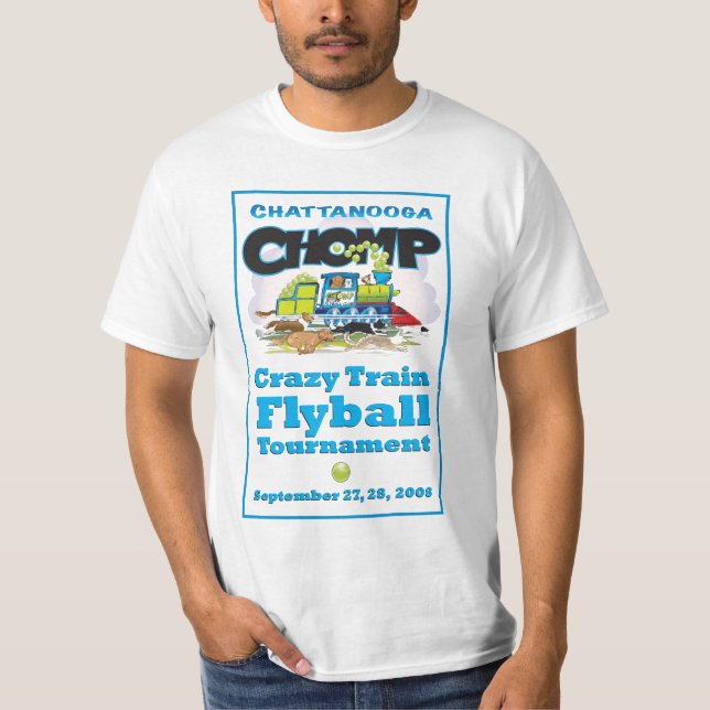 Camiseta Tourney louco de Flyball do trem (Frente)