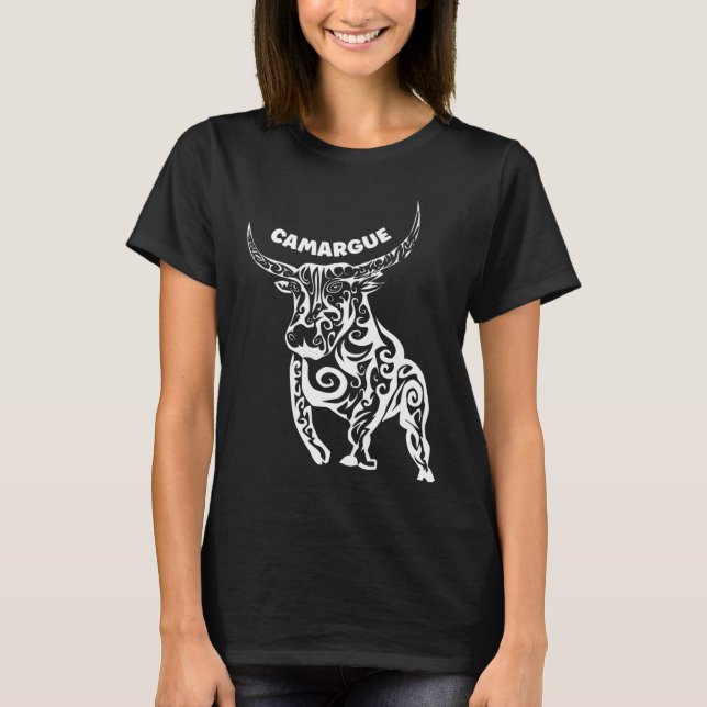 Camiseta Touro Camargue Branco Abstrato (Frente)