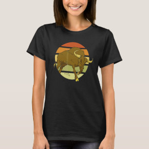Camiseta Touro Com Chifres Retro Vintage Memória Sunset