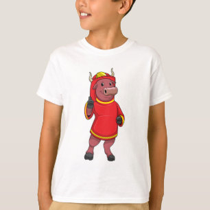 Camiseta Touro como Bombeiro com Capacete