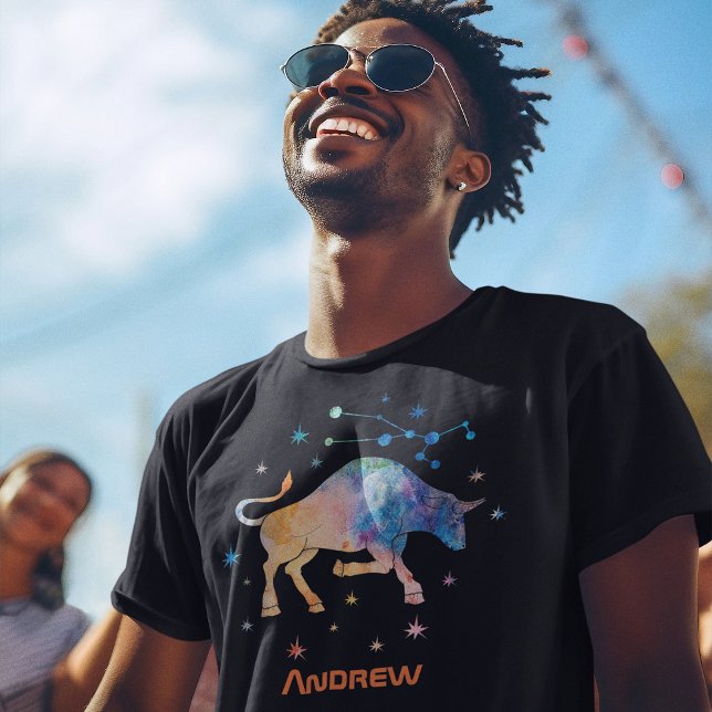 Camiseta Touro Constelação Zodiac Watercolor Galaxy (Criador carregado)