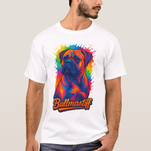 Camiseta Touro de Arte Pop Ousado – Cão Neon Vibrante