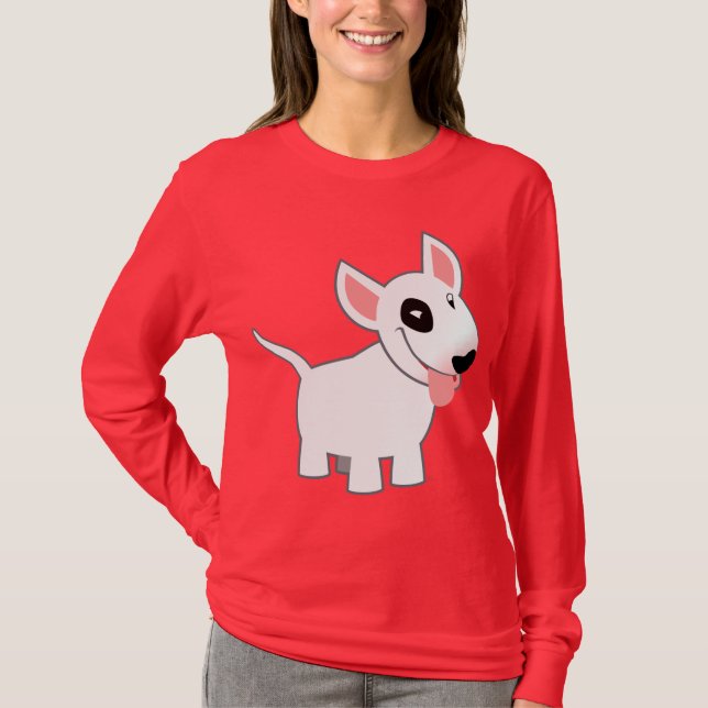 Camiseta Touro de Cartoon Bonito Terrier Mulheres T-Shirt (Frente)