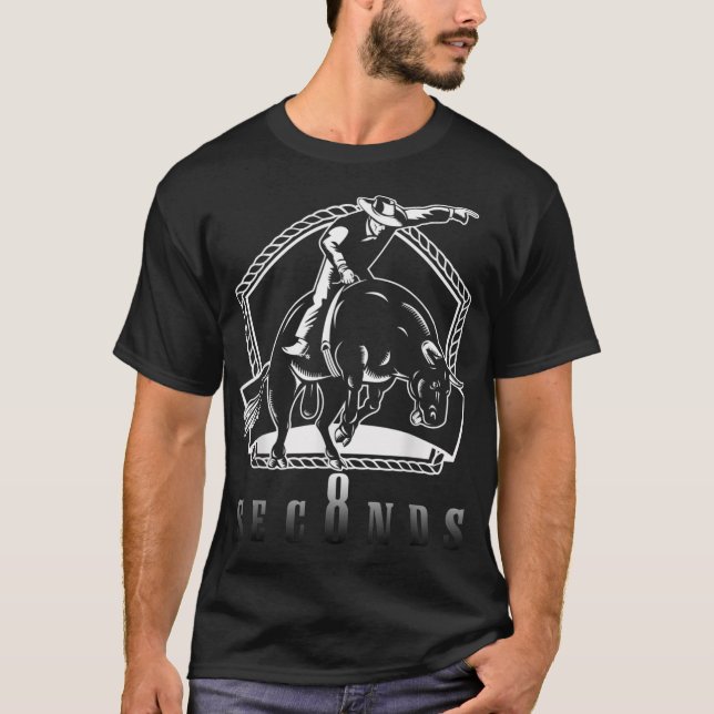 Camiseta Touro De Cowboy A Caminhar Pergunte-Me Em Oito Seg (Frente)