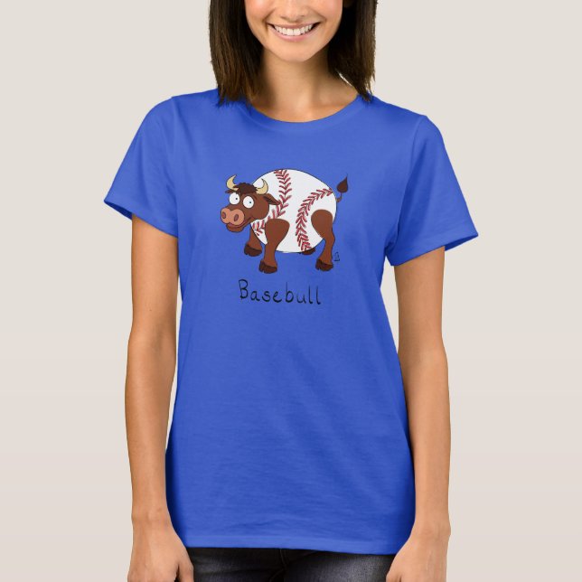 Camiseta Touro de desenho para crianças de beisebol Cute (Frente)