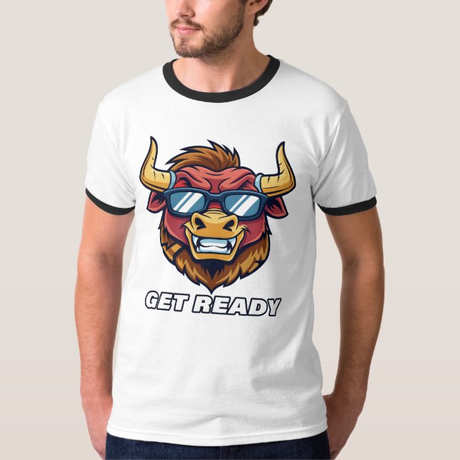 Camiseta Touro de Mau retrô com óculos escuros e texto pron (Frente)