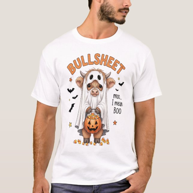 Camiseta Touro de planalto engraçado fantasma (Frente)