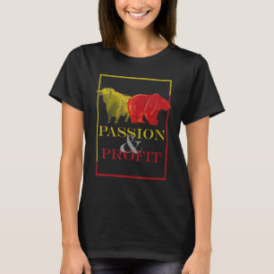 Camiseta Touro e urso paixão e lucro mercado de ações um