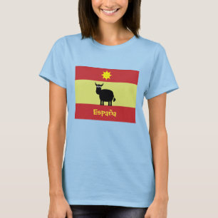 Camiseta Touro Espanhol, Sol e Bandeira