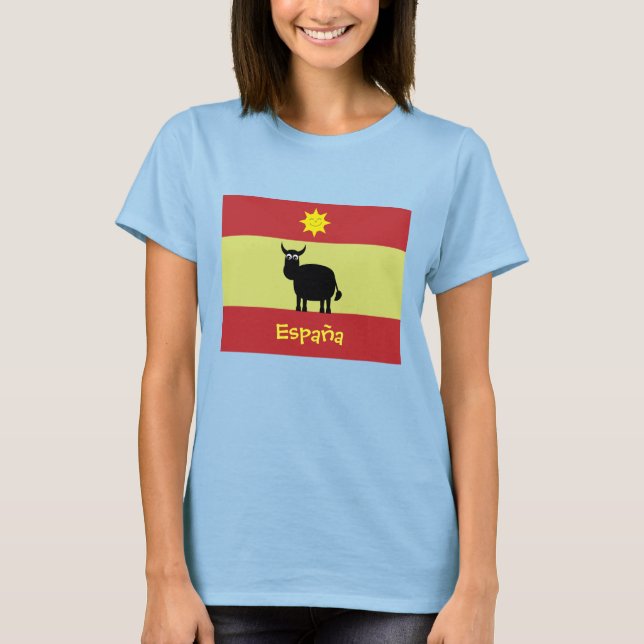 Camiseta Touro Espanhol, Sol e Bandeira (Frente)
