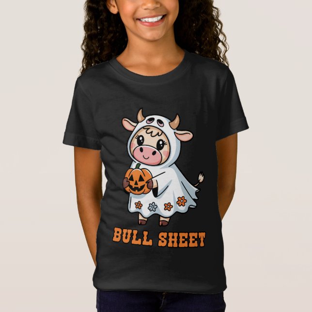 Camiseta Touro Folha Engraçada Vaca Fantasma Halloween (Frente)