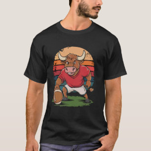 Camiseta touro Jogando Futebol Americano retro vintage tour