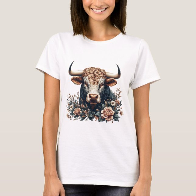 Camiseta Touro Majestoso em Bloom (Frente)