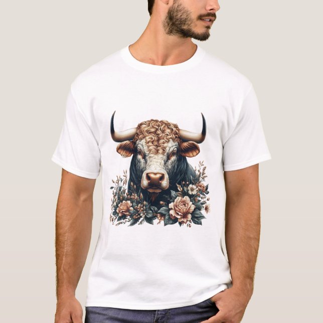 Camiseta Touro Majestoso em Bloom (Frente)