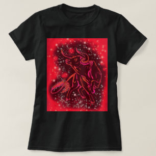Camiseta Touro Néon Vermelho Magico Correndo - Noite Estre