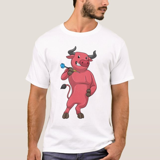 Camiseta Touro no jogo de dardos com dardo (Frente)