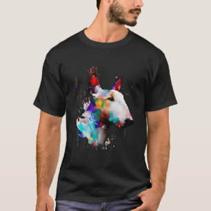 Camiseta Touro Terrier Abstrato Placas Coloridas Da Tinta A