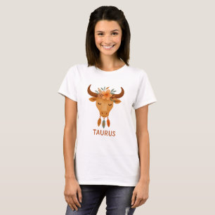 Camiseta Touro zodíaco boho aquarela
