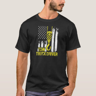 Camiseta Tow Truck Driver Usa Flag Trucker Raglan
