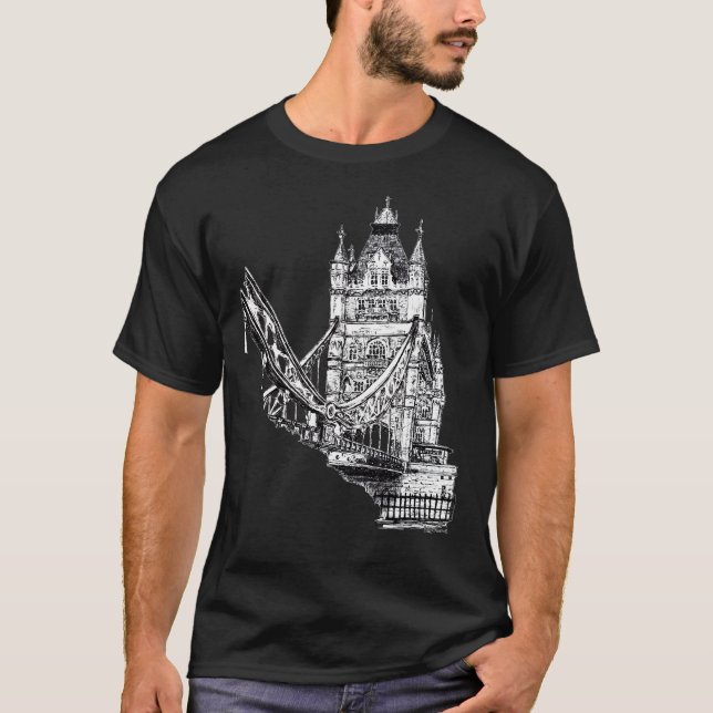 Camiseta Tower Bridge, Londres, T-Shirt escuro (Frente)
