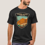 Camiseta Tower Rock State Park Montana Vintage<br><div class="desc">Tower Rock State Park trabalho de arte design. O centro do parque estadual é Tower Rock,  uma formação rochosa de 424 pés de altura que marca a entrada do rio Canyon do Missouri no campo vulcânico das montanhas Adel.</div>