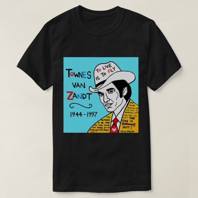 Camiseta Townes van Zandt Pop Folk Art Classic T-Shirt (Frente do Design)