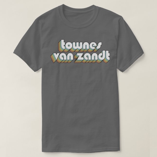Camiseta Townes Van Zandt Retro Rainbow Typografia Faded Ru (Frente do Design)