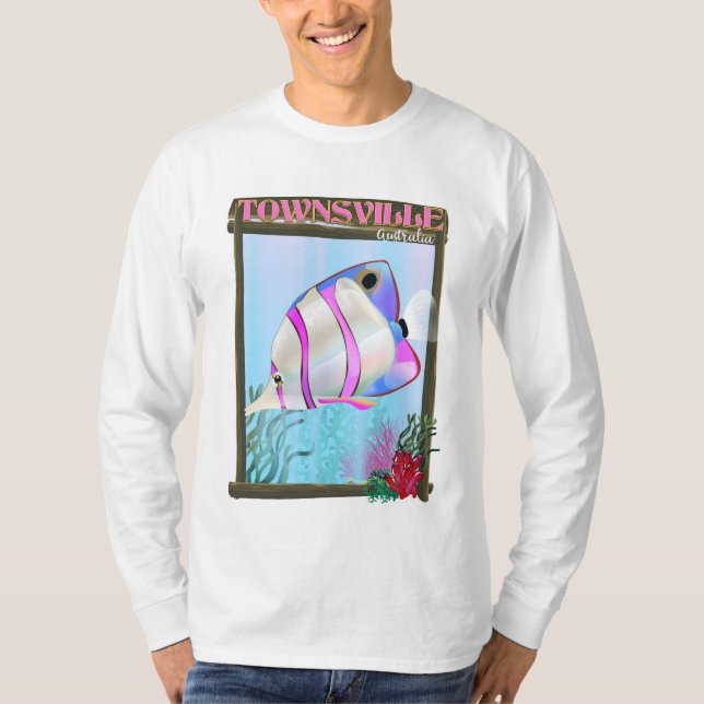 Camiseta Townsville, Austrália - poster de viagens de peixe (Frente)