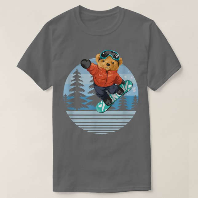 Camiseta Toy Bear Snowboard Forest Neve (Frente do Design)