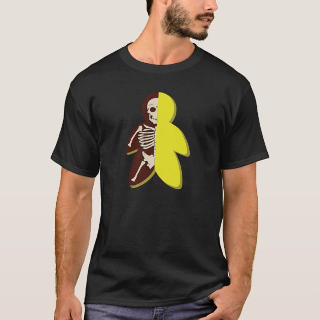 Camiseta Toy Figure Conselho Jogo Popple Skeleton Amarelo (Frente)