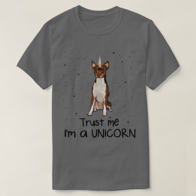 Camiseta Toy Fo Terrier Confie Em Mim Um Cão Unicórnio (Frente do Design)