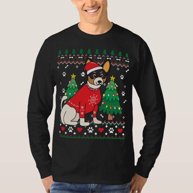 Camiseta Toy Fox Terrier Enfeites de natal Ugly Gift Mãe D (Frente)