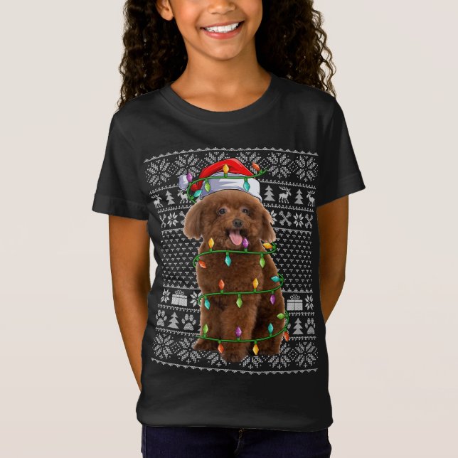 Camiseta Toy Poodle Dog Lover Santa Hat Febre Poodle Chr (Frente)