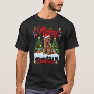 Camiseta Toy Poodle Dog Luz Xmas Papais noeis de árvores To