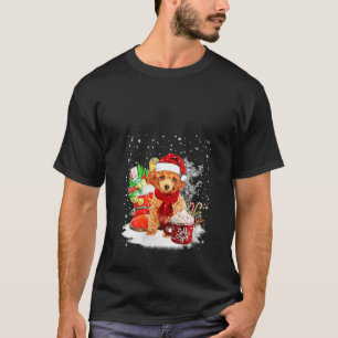 Camiseta Toy Poodle Dog Santa Hat na Taça de inverno