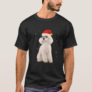 Camiseta Toy Poodle No Chapéu De Natal Com Neve Em Queda
