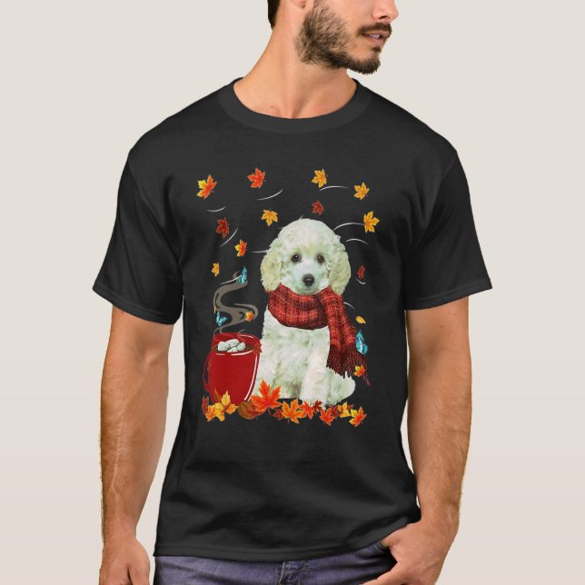 Camiseta Toy Poodle Queda Chocolate Quente Cachorro Outono (Frente)