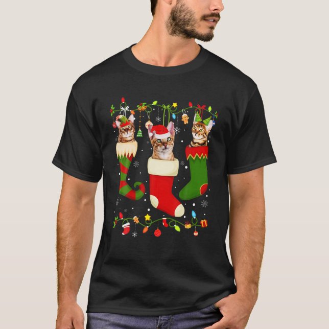 Camiseta Toyger Divertido a Balançar Meias de Natal (Frente)