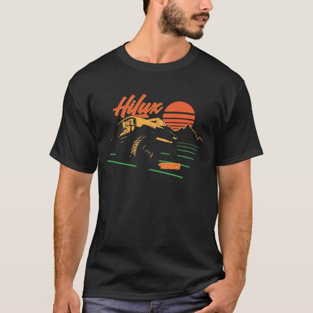Camiseta Toyota Hilux 1985 - T-shirt retrô sunset (Frente)