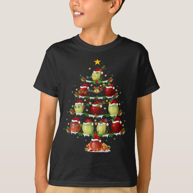Camiseta Tr de Natal da Apple Fruta Lover Xmas Lighting App (Frente)