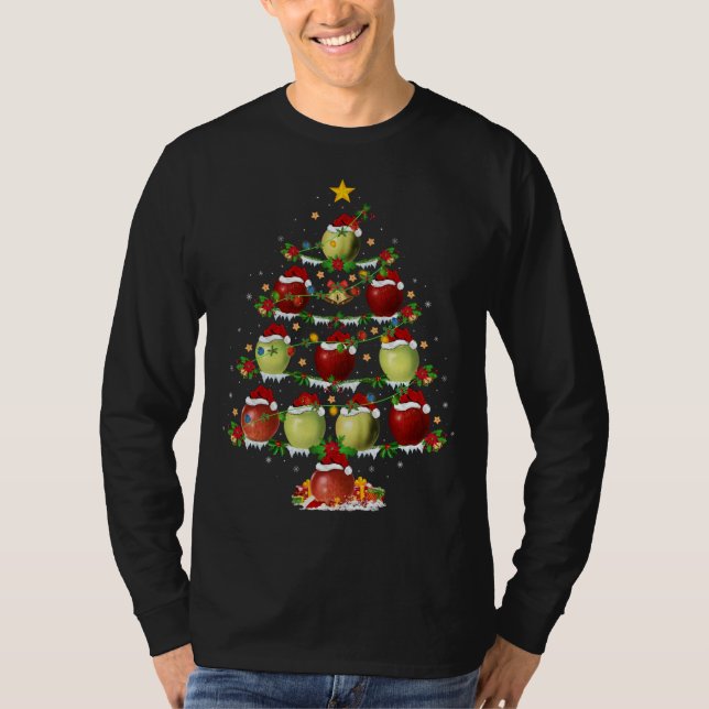 Camiseta Tr de Natal da Apple Fruta Lover Xmas Lighting App (Frente)