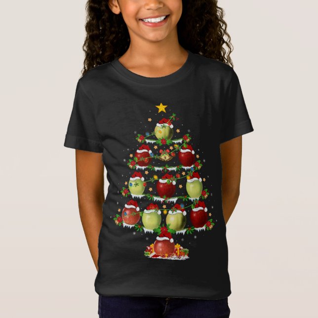 Camiseta Tr de Natal da Apple Fruta Lover Xmas Lighting App (Frente)