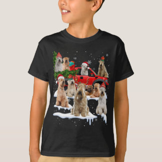 Camiseta Tr de Natal de Caminhão Vermelho Terrier com reves
