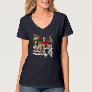 Camiseta Tr de Natal de Caminhão Vermelho Terrier com reves