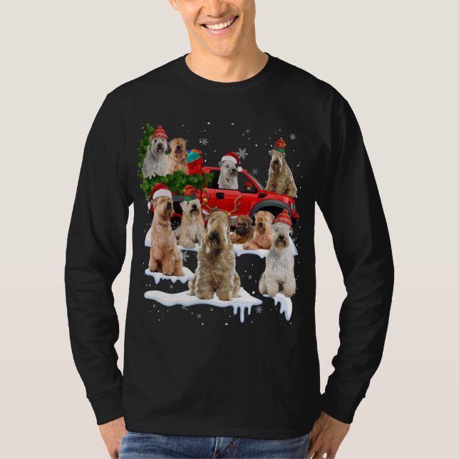 Camiseta Tr de Natal de Caminhão Vermelho Terrier com reves (Frente)