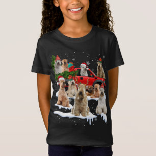 Camiseta Tr de Natal de Caminhão Vermelho Terrier com reves