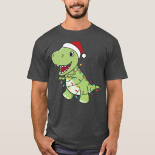 Camiseta TR Natal Santa Clauses Fairy Lights Dinos