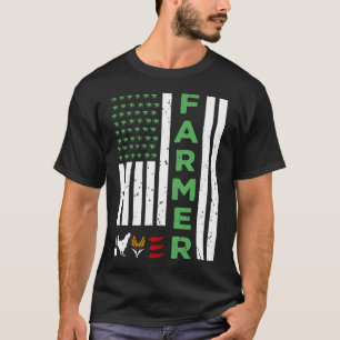 Camiseta Trabalhador Agrícola Bandeira Americana Trator Agr