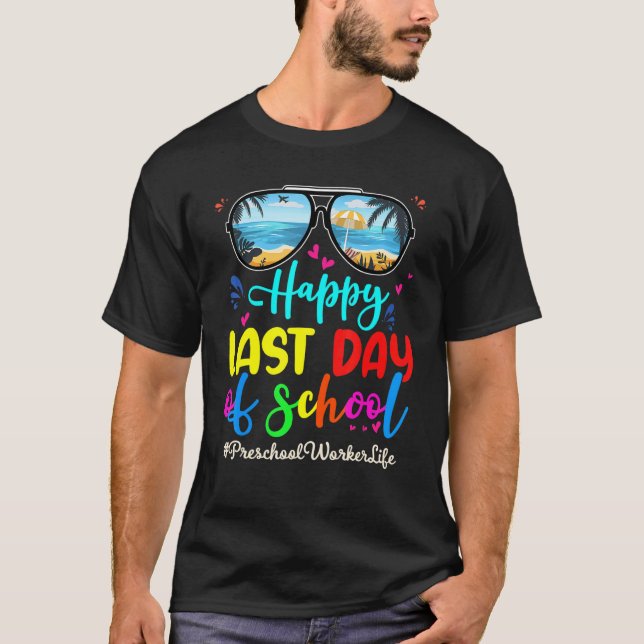 Camiseta Trabalhador da pré-escola Feliz Dia Passado da Esc (Frente)