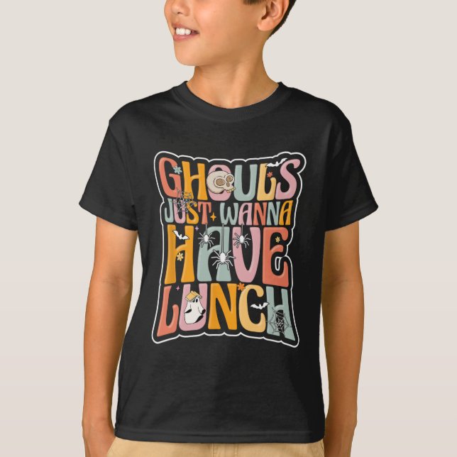 Camiseta Trabalhador De Café De Volta Ao Almoço De Hallowee (Frente)